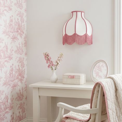 Aplique de Pared Blanco con Flecos Rosas  Serie NALA II (1/5)