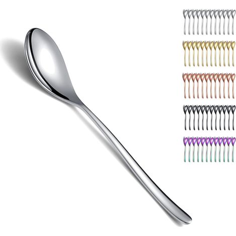 Lot de 12 Cuillère, Acier inoxydable, Bord lisse poli miroir, Sans BPA, Pour maison restaurant hôtel (1/5)