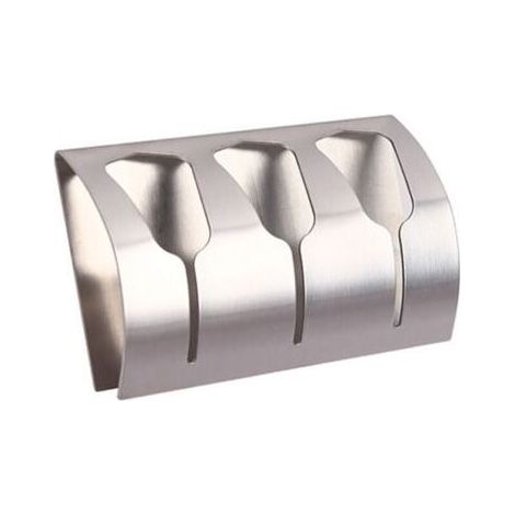 Pair Porte Serviette Salle de Bain Adhésif, Patère Torchons Cuisine avec 3 Crochets INOX Brossé, 10 kg (1/4)