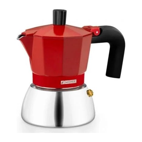 Cafetera Monix Induction Inox 9 tazas roja aluminio y acero  Oferta exclusiva