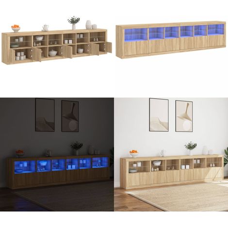 Buffet avec lumières LED chêne sonoma 283x37x67 cm - Meuble De Rangement - Buffet - Meuble Tv - Armoire Murale - Luminaire Led - Home & Living (1/5)