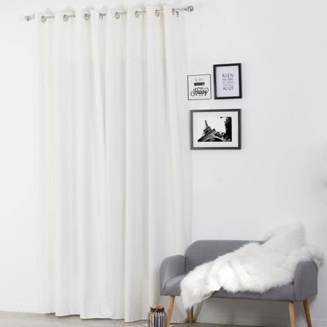 Rideau à oeillets isolant thermique avec doublure polaire Ivoire 140x260 cm