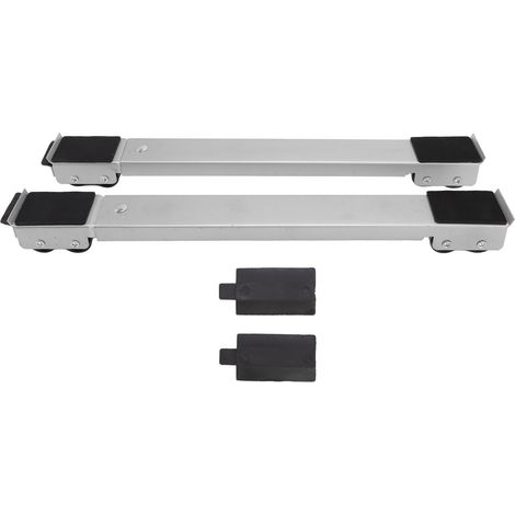 Lot de 2 supports à roulettes mobiles pour meubles, rehausseur de base pour réfrigérateur et lave-linge, argenté (1/5)