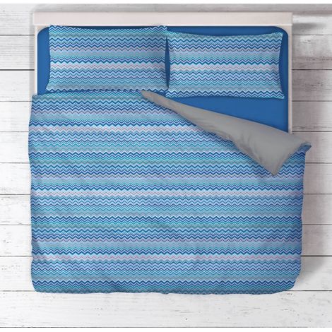 COPRIPIUMINO BEATRICE Blu in Puro cotone Made in Italy Cm. 155X200