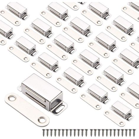 Aimants d'armoire Loquet de porte d'armoire pour cuisine Salle de bain Placard penderie Fermetures de placard Loquet de tiroir de porte d'armoire (Argent 6Pack) (1/5)