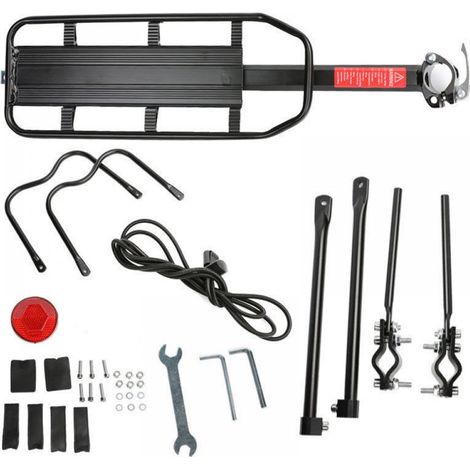 Porte-Bagages Vélo Tout-Terrain - Aluminium - Hauteur Réglable 30-40 cm - Charge Max 50 kg - Pour VTT 24 à 29 Pouces (1/5)