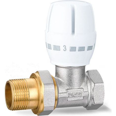 Robinet de Radiateur Thermostatique Droit 3/4,Vanne de régulation de température manuelle droite Dissipateur de chaleur Vanne de régulation de température manuelle(DN20) (1/4)