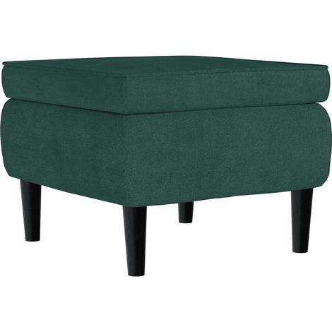 Sgabello con seduta poggiapiedi con gambe in legno in velluto verde scuro DEC026325