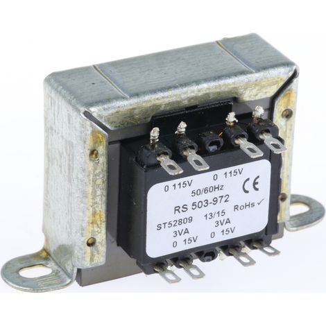 Transformateur à montage sur châssis, Vin 115V ac, 230V ac, Vout 15V c.a., 2 sorties, 6VA ( Prix pour 1 )