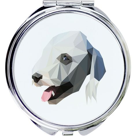 Bedlington Terrier, Rothbury Terrier - specchio con foto e iscrizione geometrica di Art-Dog (1/3)
