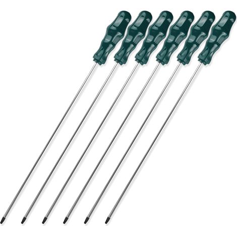 Lot de 6 tournevis Torx longs : tournevis magnétique, lame de tournevis longue à étoile de 400 mm, ensemble de tournevis avec manche en plastique (T15, T20, T25, T27, T30, T40) (1/5)