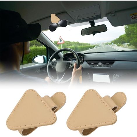 Lot de 2 Supports Magnétiques en Cuir pour Lunettes de Soleil – Fixation Sécurisée sur Pare-Soleil de Voiture – Compatible Cartes et Tickets (1/4)