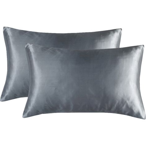 Taie D Oreiller Satin - 20 x 26 Pouces - En Polyester Satin Lisse Et Doux - Pour Cheveux Et Peau - Lot De 2 (1/3)