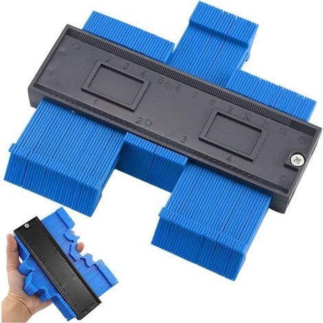 Bleu Jauge de contour Copieur de Contour, Duplicateur de Profil, Jauge Duplication Profil, Jauge de Contour Règle, Jauge de Contour Verrouillable, pour Bricolage, Menuiserie (1/5)