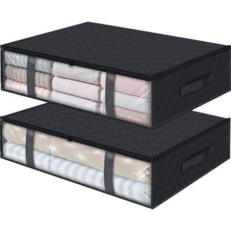 Confezione da 2 scatole portaoggetti da riporre sotto il letto,cassetti sotto il letto,borsa porta abiti pieghevole con coperchio,904815 cm (1/5)