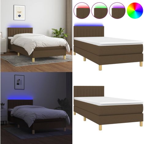Boxspringbett mit Matratze & LED Dunkelbraun 90x190 cm Stoff - Boxspringbett - Doppelbett - Lattenrost - Bettsofa - Schlafsystem - Home & Living (1/5)