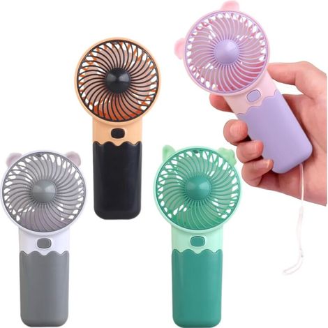 Bardusch-Lot de 4 mini ventilateurs portatifs à piles, haute vitesse, légers, pour voyage/plage/camping (1/5)