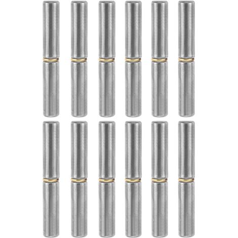 Lot de 12 charnières à barillet soudables en acier au carbone 12 x 80 mm, à axe détachable, pour portes battantes, portails et fenêtres. (1/5)