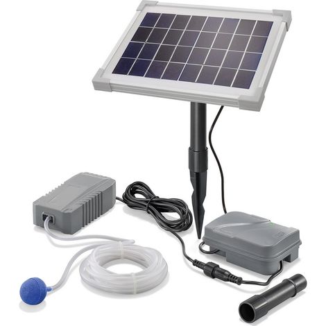 Aérateur de bassin solaire 5W 130 l/h + batterie aération de bassin oxygène esotec 101843 (1/4)