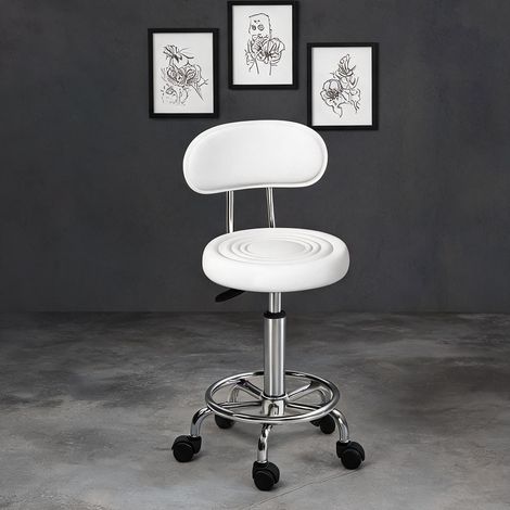Tabouret blanco en cuero Sintético 40 x 32 x 86 cm (1/5)
