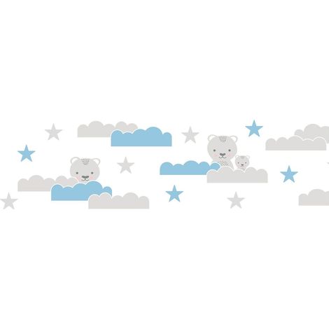 Animal pattern wallpaper wall Profhome 403723 self-adhesive border slightly textured with animal pattern matt blue white grey 0.75 m2 (8.07 ft2) (1/5)