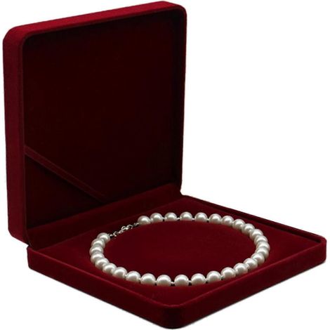 Écrin en velours pour collier choker perles, coffret cadeau avec chaîne longue, boîte de présentation de bijoux pour mariage (1/4)