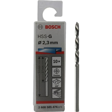 Bosch Professional 10x forets hélicoïdaux HSS PointTeQ (pour métal, 2,3 x 27 x 53 mm, accessoires pour perceuses-visseuses)