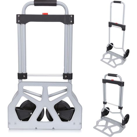 Voluker Carrello Pieghevole,42 x 28 x 97 cm,Carrello Portapacchi,2 Ruote di Gomma,Carrello Portacasse,Forte struttura in lega,Carico massimo100kg (1/5)
