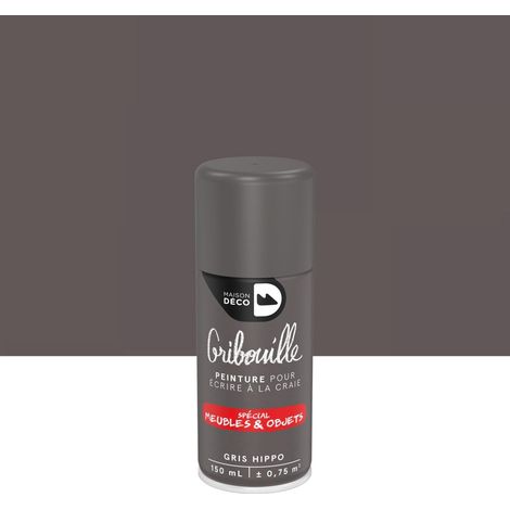 Bombe de peinture Tableau craie gribouille MAISON DECO gris hippo mat 150 ml (1/3)