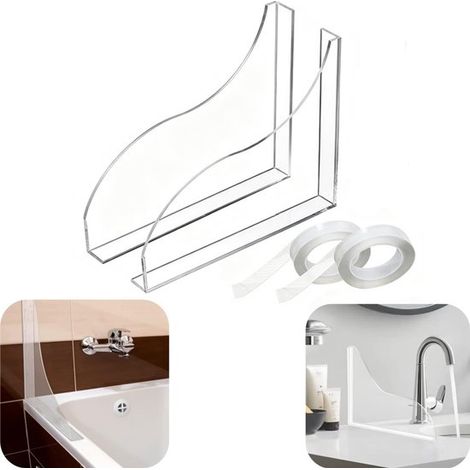 Écran transparent plaque étanche pour baignoire plaque anti éclaboussures pour lavabo (transparent, 2218,5 cm) (1/5)