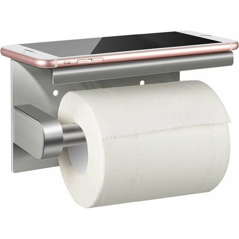 royaluxe - Porte Papier Toilette, Porte Rouleau Papier toilettes sans percage Derouleur Papier WC mural, Acier Inoxydable 304 (1/4)