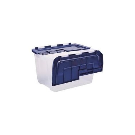 Fellowes Bankers Box, contenitore in plastica con cerniera, 55L, BPA free, riciclabile, impilabile, trasparente e blu