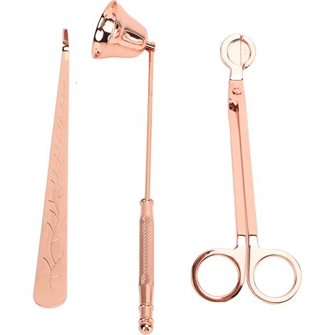 Ensemble de 3 Éteignoirs et Coupe-mèches en Acier Inoxydable Rose Doré - Accessoires pour Bougies (1/5)