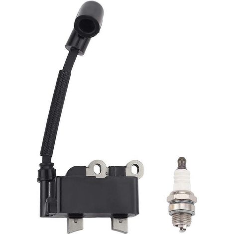 Bobine d'allumage 291337001 pour coupe-bordures Ryobi RY251PH, RY252CS, RY253SS et RY254BC (25 cm³ et 25,4 cm³) + bougie d'allumage (1/4)