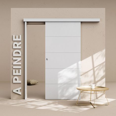 Porte Coulissante avec Rail - Prépeinte Ligne 93 cm - Avec butée (1/4)