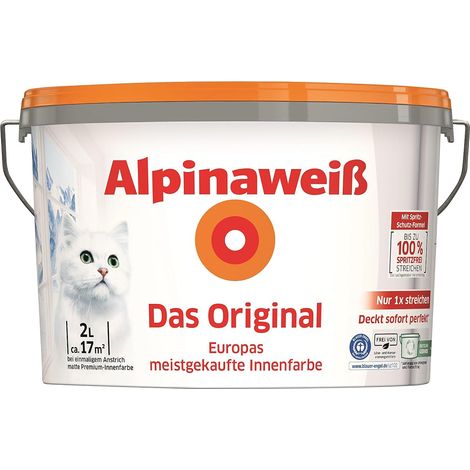 Alpinaweiß Das Original 2 l weiß matt Wandfarbe Deckenfarbe Innen (1/4)
