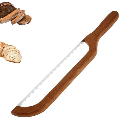 Coltello per il pane, affettatrice per pane, 40 cm, coltello universale per il pane, marrone, coltello per pane a lievitazione naturale, coltello da cucina, taglia sottilmente, design ad arco per un f (1/5)