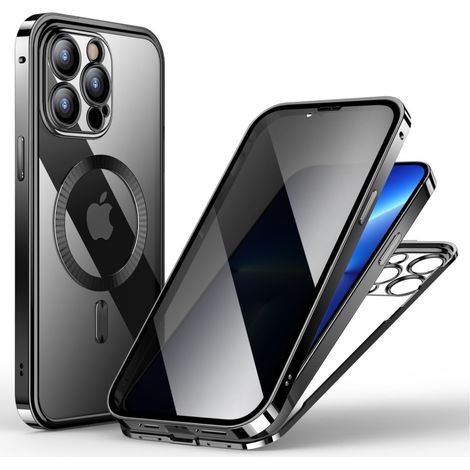 iPhone 13 Pro Max Hülle, Sichtschutz durch Doppelglas, MagSafe-kompatibel, Schwarz