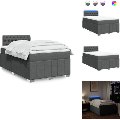 Sommier à lattes de lit avec matelas gris foncé 120x190cm tissu - Sommier À Lattes De Lit - Sommiers À Lattes De Lit - Lit - Meuble De Chambre À Coucher (1/5)