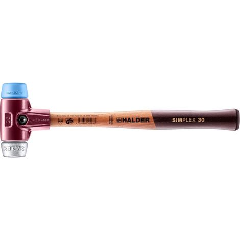 HALDER SIMPLEX Schonhammer Ø 30 mm TPE-soft blau / Weichmetall mit Tempergussgehäuse (1/8)