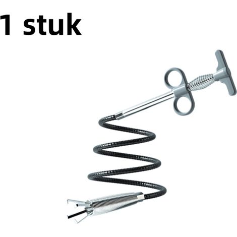 déboucheur de canalisation à crochet avec ressort métallique outil pour toilettes et évier longueur 60 cm couleur gris (1/5)