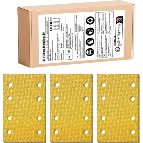 120 Pièces Papier à Poncer 80x133mm, Papier Abrasif P60/80/120/180/240/320 Grains pour Ponceuse Vibrante, Polissage et Décapage Rouille Carrosserie (1/5)