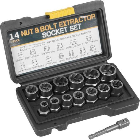 14 Extracteur d'écrou, Acier Cr-Mo, 6.35-19mm, Entraînement 3/8", Pour boulons rouillés (1/5)