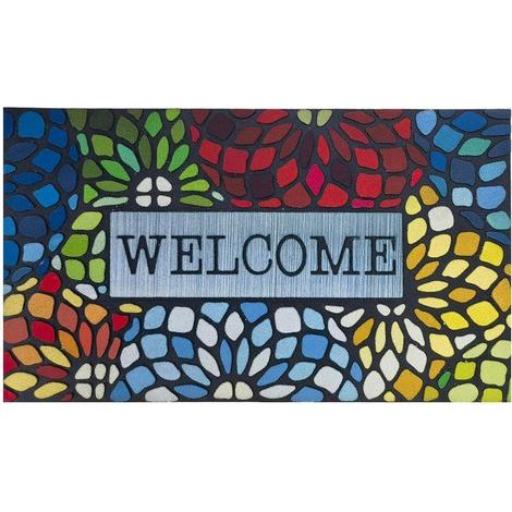Tapis d'Entrée Extérieur Coloré - 50 x 80 cm - Résistant Antidérapant Dos Caoutchouc (1/5)