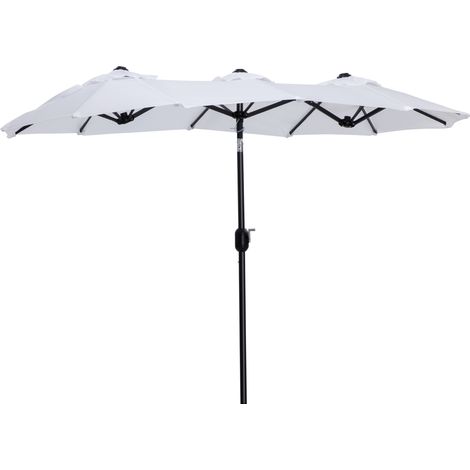 Easycomfort Ombrellone da Giardino Doppio Inclinabile con Apertura a Manovella, 295x152x222cm, Bianco (1/5)