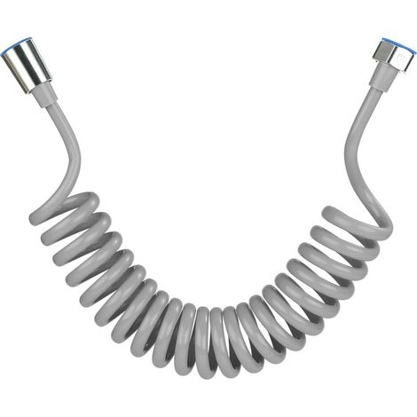 Flexible de douche,Tuyau de douche en mousse avec bouchon en cuivre, tuyau à ressort télescopique, flexible rétractable pour douchette, WC et bidet(3M Gris) (1/5)