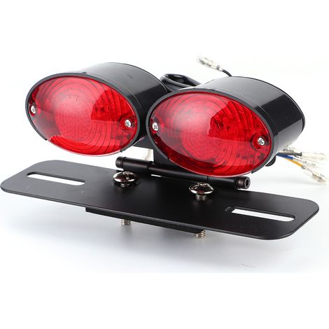 Feu stop LED universel rétro ovale double clignotant plaque d'immatriculation moto réparation (1/5)