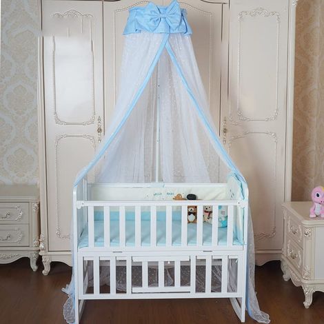 Moustiquaire pour lit bébé/berceau/dôme (bleu) (1/5)