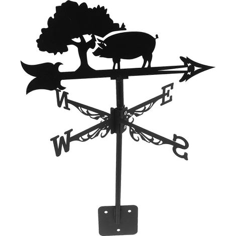 Girouette en fer forgé en forme de cochon noir pour la décoration de toit et de jardin