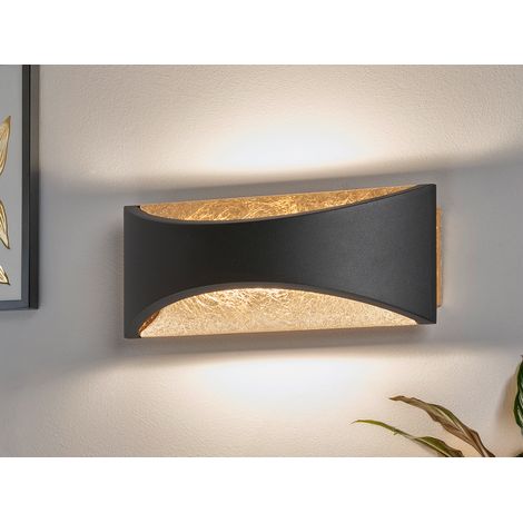 LED Updown Wandleuchte RIO Schwarz Gold, Breite 22,5cm